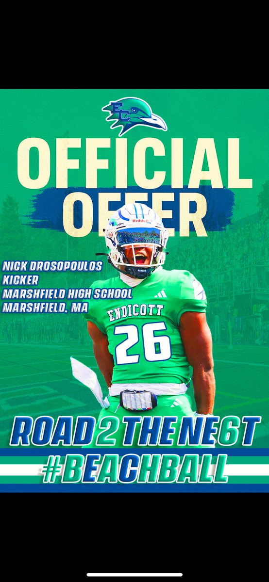 Nick Drosopoulos (@nicholasdrosop1) on Twitter photo After a great conversation with <a href="/_CoachSalera/">Jake Salera</a> I am blessed to receive my first offer from <a href="/EndicottFB/">Endicott College Football</a>. I am very blessed and grateful for such a great opportunity. <a href="/CoachMcGonagle/">Paul McGonagle</a> <a href="/_CoachRossi/">Antonio Rossi</a> <a href="/CoachDeeks/">Coach Nick ‘Deeks’ DiCairano</a> <a href="/MarshfieldRams/">Marshfield Football</a> <a href="/GORAMSathletics/">Marshfield Athletics</a> After a great conversation with <a href="/_CoachSalera/">Jake Salera</a> I am blessed to receive my first offer from <a href="/EndicottFB/">Endicott College Football</a>. I am very blessed and grateful for such a great opportunity. <a href="/CoachMcGonagle/">Paul McGonagle</a> <a href="/_CoachRossi/">Antonio Rossi</a> <a href="/CoachDeeks/">Coach Nick ‘Deeks’ DiCairano</a> <a href="/MarshfieldRams/">Marshfield Football</a> <a href="/GORAMSathletics/">Marshfield Athletics</a>