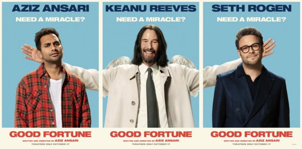 Cinemark's tweet image. NEW character posters for #GoodFortune
In theatres October 17
