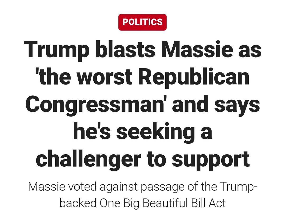 Sorry DJT...Massie is easily the most intelligent person in politics... not that it takes much...
I'm hoping he and JDV are the next republican ticket...
He is one of the few remaining true conservatives....
DJT GET OVER YOURSELF
