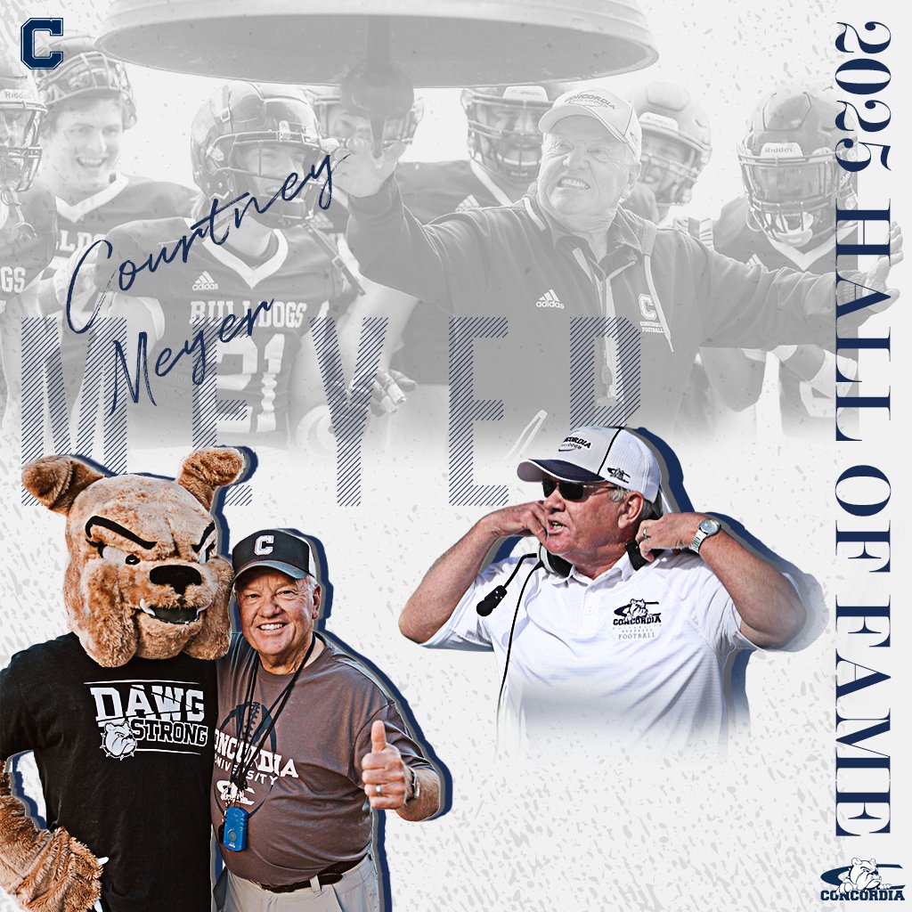 Concordia Bulldogs (@cunebulldogs) on Twitter photo ⭐ Concordia Athletics Hall of Fame ⭐
❗2️⃣0️⃣2️⃣5️⃣❗
🐾 Courney Meyer ‘65 | Lifetime Service
• Longest tenured and winningest HC in <a href="/CUNEFootball/">CUNE Football</a> history
• Led '01 Bulldogs to GPAC title and NAIA quarterfinals
• Instrumental in establishing CUNE FB Reunion, Bulldog Golf ⭐ Concordia Athletics Hall of Fame ⭐
❗2️⃣0️⃣2️⃣5️⃣❗
🐾 Courney Meyer ‘65 | Lifetime Service
• Longest tenured and winningest HC in <a href="/CUNEFootball/">CUNE Football</a> history
• Led '01 Bulldogs to GPAC title and NAIA quarterfinals
• Instrumental in establishing CUNE FB Reunion, Bulldog Golf
