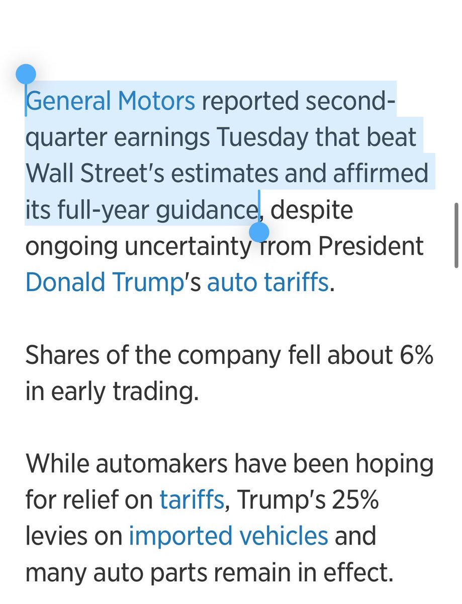 kylaschwaberow's tweet image. “General Motors reported second-quarter earnings Tuesday that beat Wall Street's estimates and affirmed its full-year guidance”
Just imagine if they’d missed. 😬