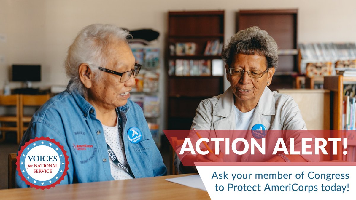 Voices4Service's tweet image. Urgent action needed! Nearly 19K @AmeriCorps & @AmeriCorpsSr are unable to begin service as FY25 grant funds are frozen by @WHOMB & the President’s FY26 budget proposes to shutdown @AmeriCorps entirely. Ask Congress to take a #Stand4Service: bit.ly/TakeActionAC