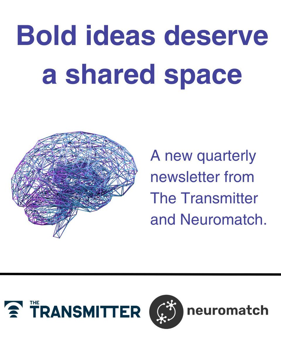 neuromatch's tweet image. An exciting collaboration is underway. Neuromatch is partnering with @_TheTransmitter to serve the computational neuroscience community and help connect neuroscientists across all career stages.
Sign up for our joint quarterly newsletter: buff.ly/wZLH6k8