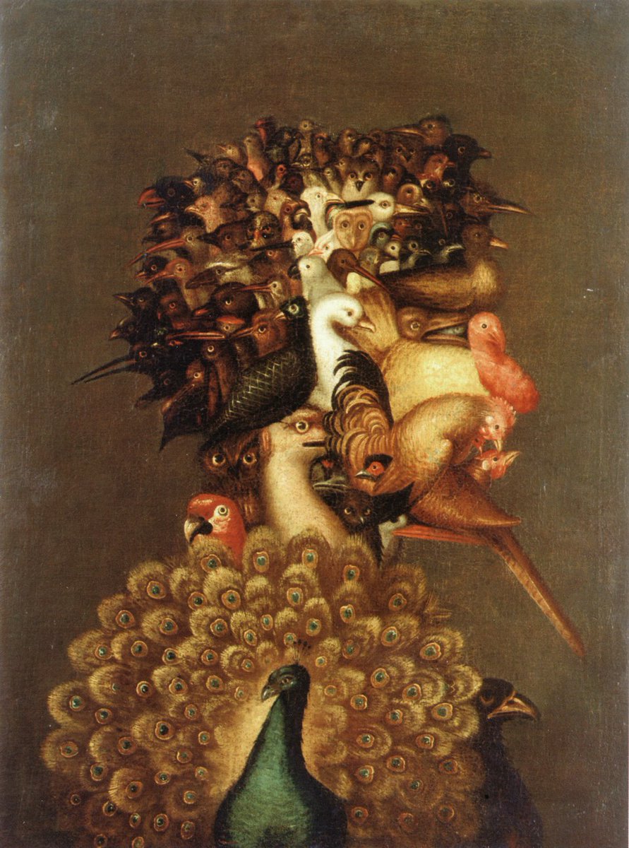 StephenGeoRae's tweet image. The Four Elements聽are a series of four oil paintings by the Italian artist聽Giuseppe Arcimboldo聽in 1566
Air聽- represented by birds
Fire聽- burning wood and cannons
Earth聽- land animals
Water聽- marine creatures