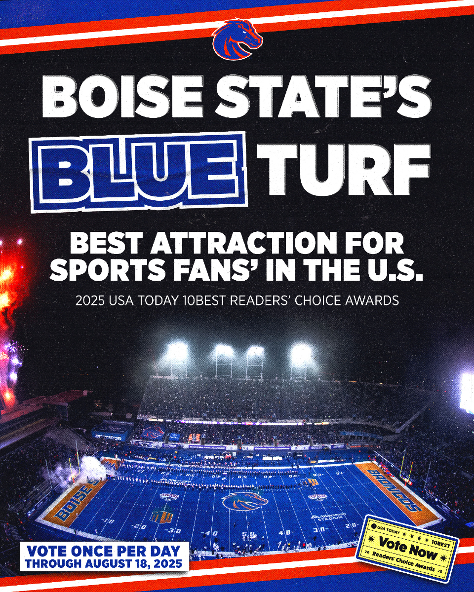 BroncoSports's tweet image. 𝗩𝗢𝗧𝗘 𝗙𝗢𝗥 𝗧𝗛𝗘 𝗕𝗟𝗨𝗘! 🔵🏟️
The iconic Blue turf has been nominated by USA TODAY for the Best Attraction for Sports Fans!
Fans are allowed to vote once per day until Monday, August 18 at 10 AM.
🗳️ boi.st/4nZuamc