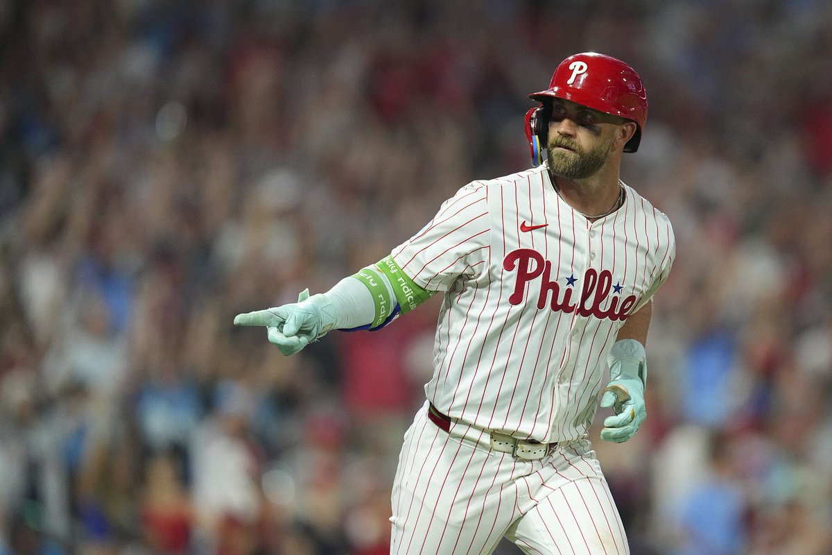 JClarkNBCS's tweet image. Bryce Harper is the first player in Phillies franchise history (since at least 1901) with 13 extra base hits over an 8 game span. The last player in the majors to do that in a single season was José Ramírez in 2017