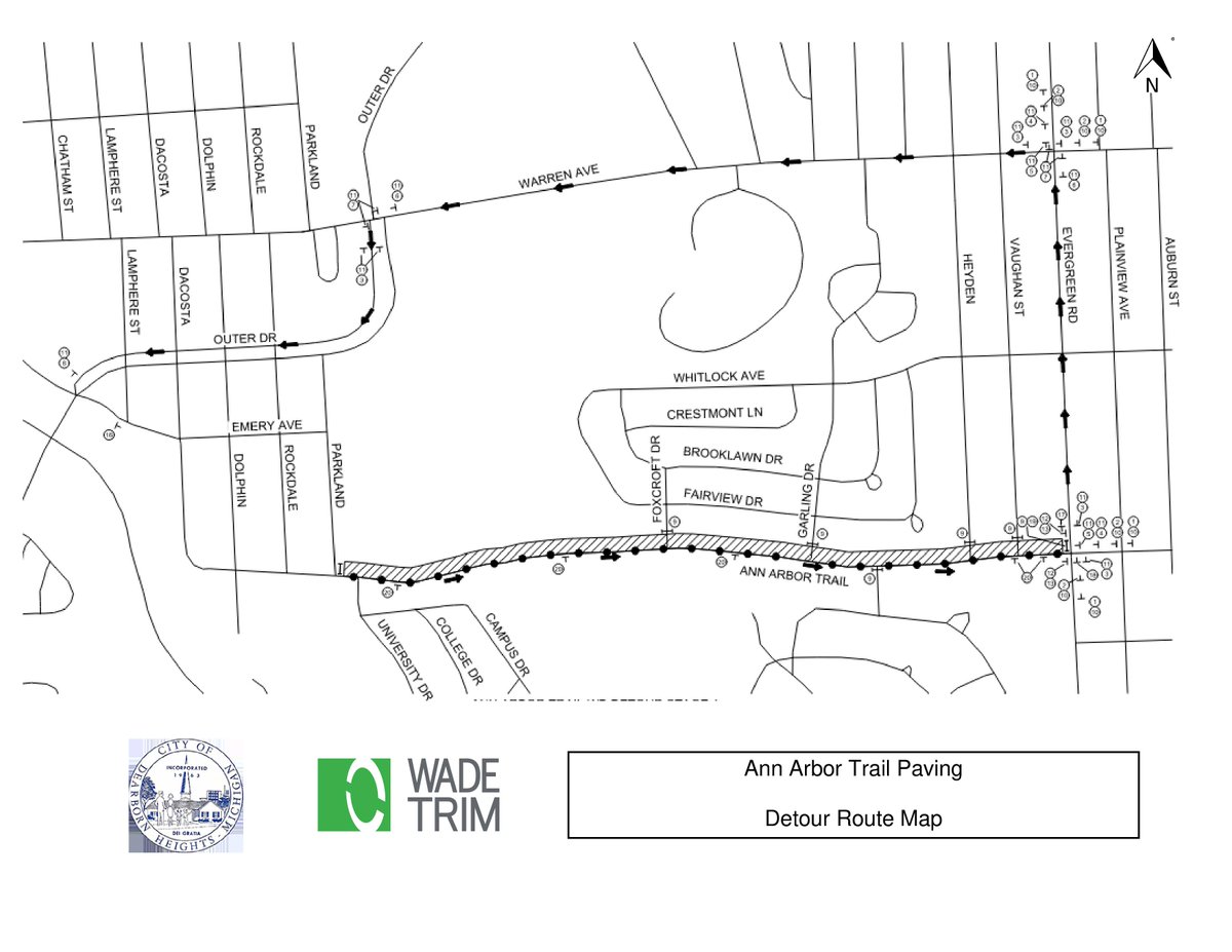 📷 𝗖𝗢𝗡𝗦𝗧𝗥𝗨𝗖𝗧𝗜𝗢𝗡 𝗔𝗟𝗘𝗥𝗧 📷
Ann Arbor Trail is being replaced btw Evergreen and Parkland.  Only eastbound traffic is allowed now; westbound traffic follows Evergreen, Warren, and Outer Drive.  Please pay attention while driving in this area.  #DearbornHeights