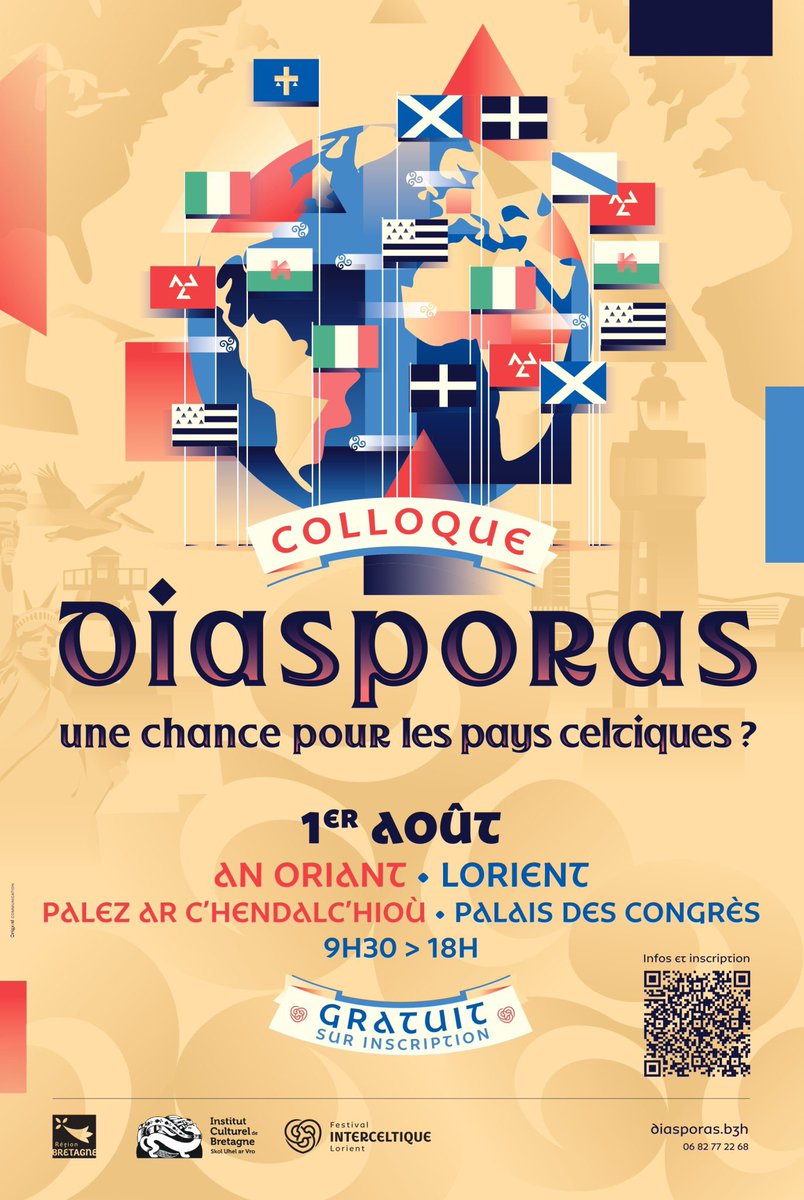 En ouverture du Festival, une journée de rencontres et de découvertes des diasporas celtiques, histoire, culture, économie, politique, ouvert à tous et gratuit, diasporas.bzh et mieux vaut s’inscrire ici: diasporasdotblog.wordpress.com/informations-p… …. Et en plus il y aura de la musique
