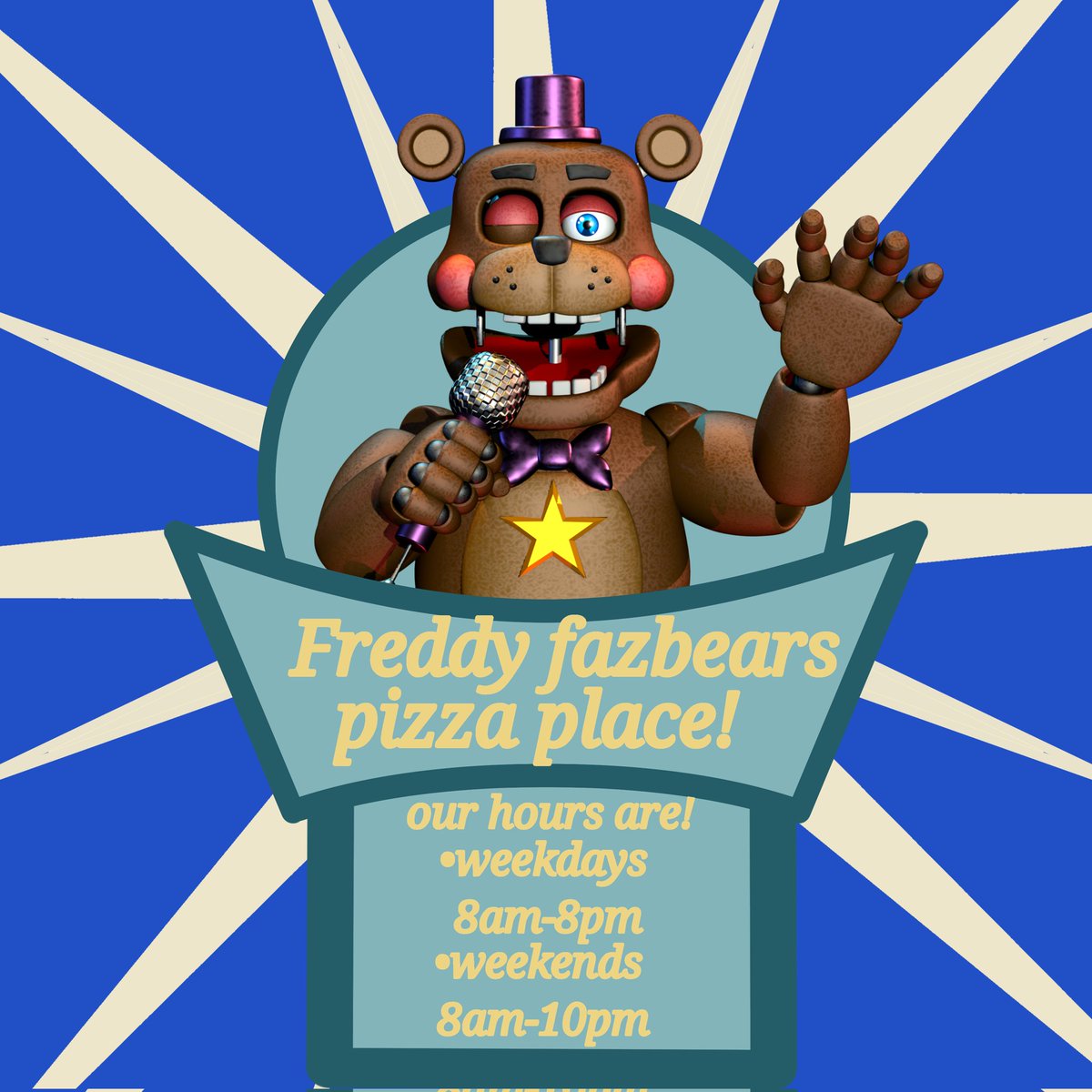 TheRadicalbear's tweet image. Welcome to Freddy Fazbears pizza place, where fantasy and fun come to life.