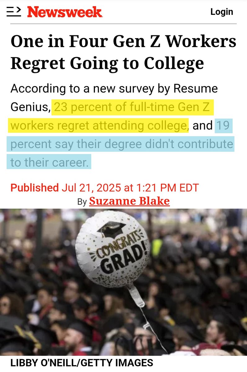EricLuceroMN's tweet image. College is a scam for those spending tens-of-thousand$$$ for valueless degrees in the social sciences. Instead, obtain degrees in the hard sciences and trades.