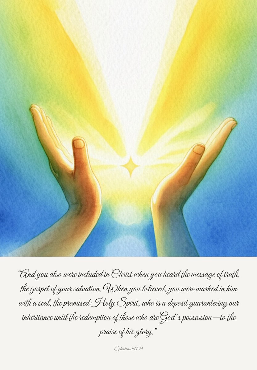 bigbirdart's tweet image. “And you also were included in Christ when you heard the message of truth, the gospel of your salvation. When you believed, you were marked in him with a seal, the promised Holy Spirit, who is a deposit guaranteeing our inheritance until the redemption of those who are God’s…