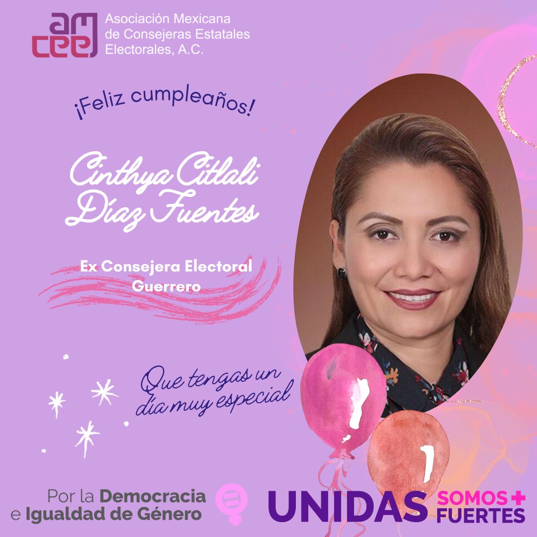 ¡Feliz cumpleaños <a href="/Cinthya_DiazF/">Cinthya Diaz</a>, Exconsejera Electoral del <a href="/IEPCGRO/">IEPCGRO</a>!

Deseamos que sea un día lleno de sorpresas y cariño, que todos tus sueños sean una realidad en este nuevo año 🥳