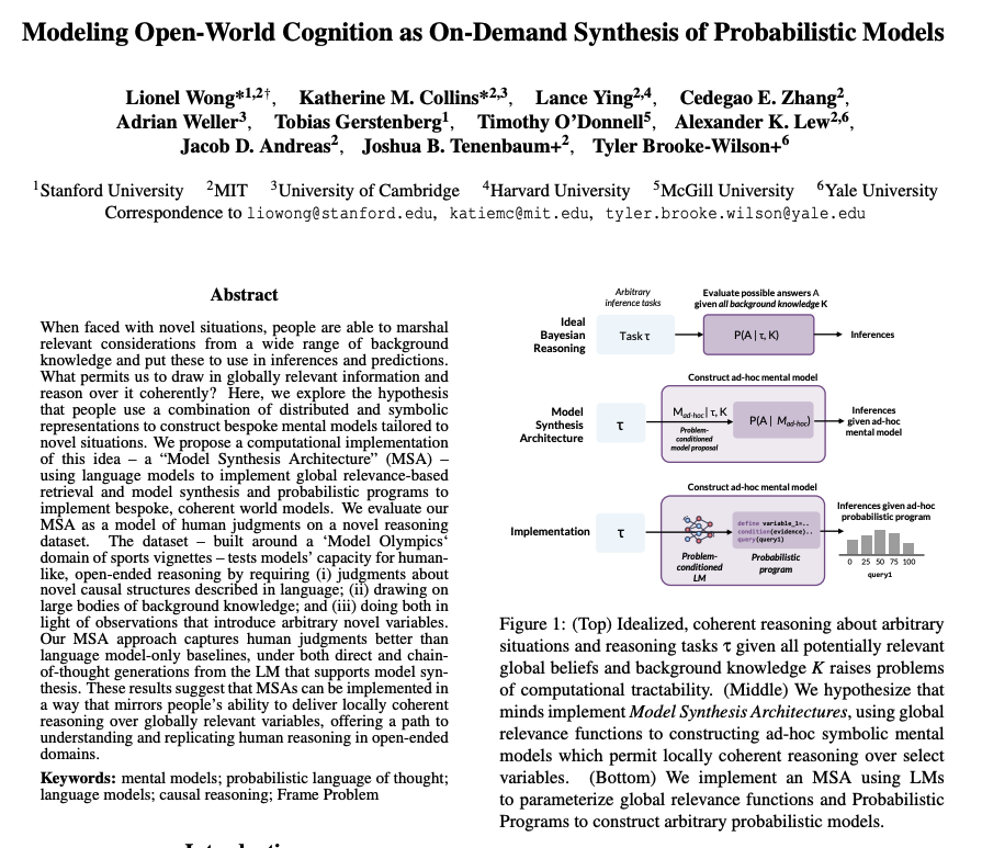 Modeling Open-World Cognition as On-Demand Synthesis of Probabilistic Models