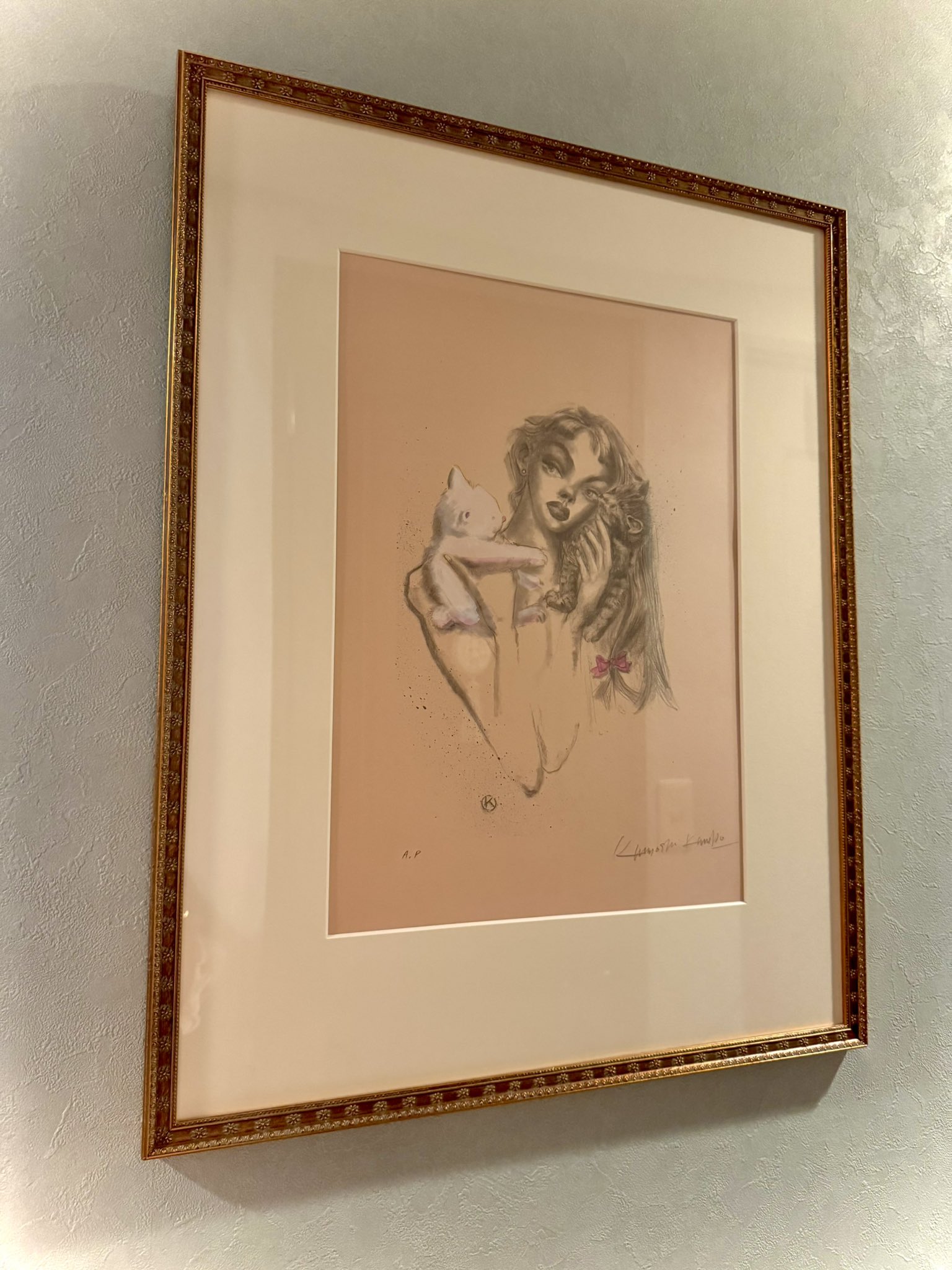 絵画　 油彩　金子國義「タバコを吸う女」 サイン　F6　額装済み 肉筆手描き whitelily69 on X: 