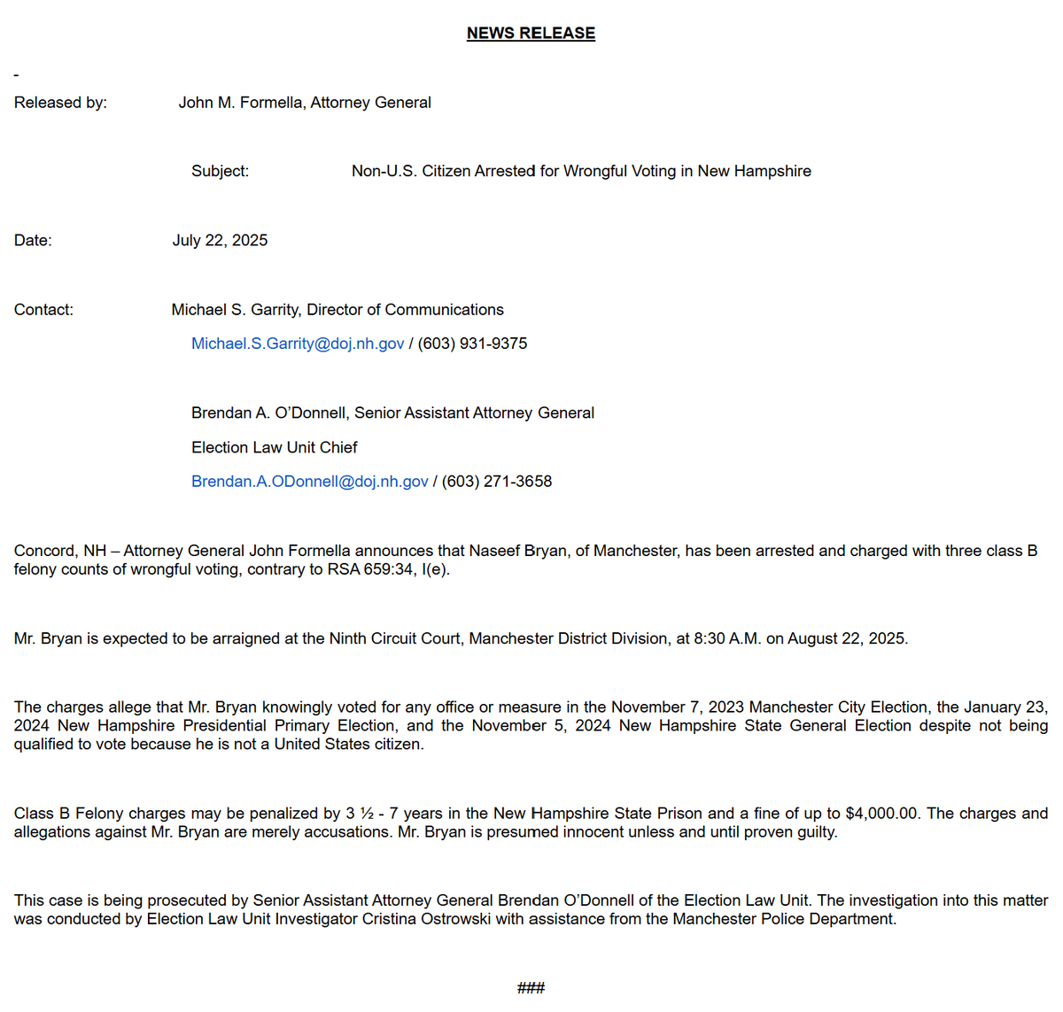 NHGraniteEagle's tweet image. BREAKING: Non-U.S. Citizen Arrested for Wrongful Voting in New Hampshire
Story to follow.