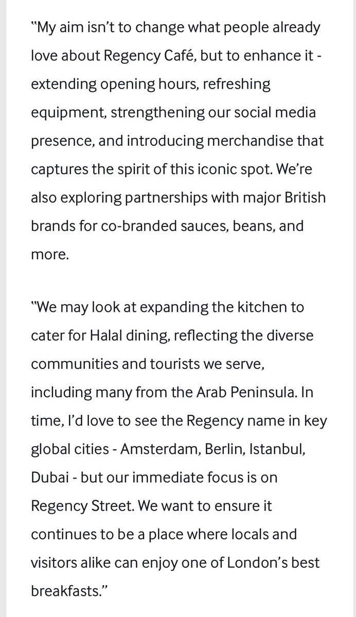 AngusColwell's tweet image. Interesting to read that the new owners of the Regency Cafe in Westminster will explore halal options.
I wrote about why several restaurants, whose cuisine isn’t typically halal, are choosing to do this a couple of week’s ago in The Spectator 👇
spectator.co.uk/article/is-you…