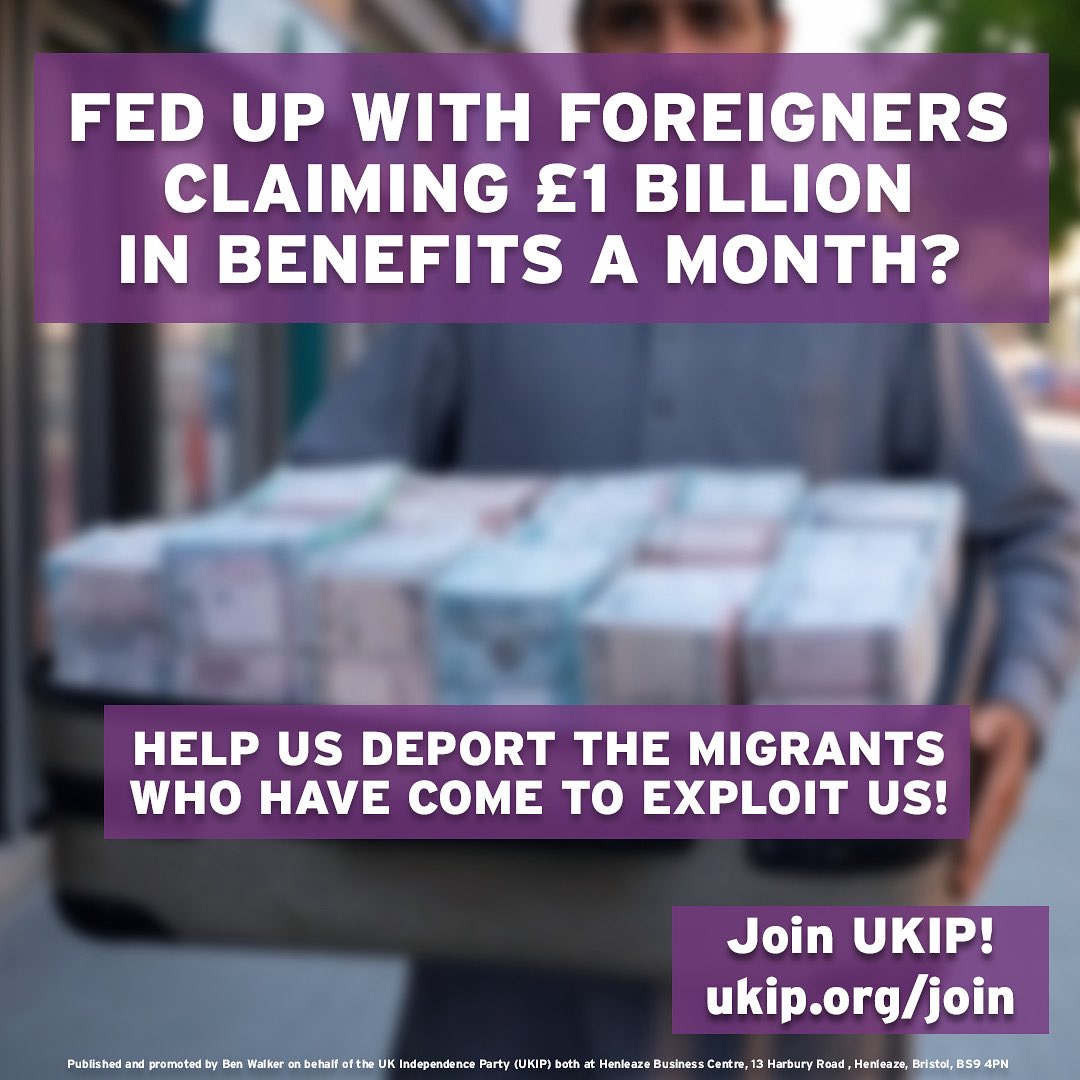 UKIP's tweet image. Help us deport the migrants who have come to loot Britain. Join UKIP here: join.ukip.org/joinonline.asp…
