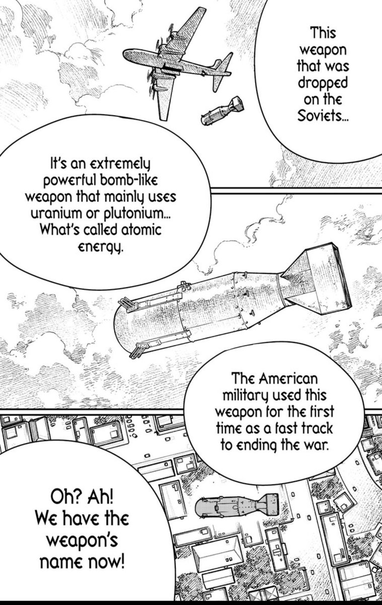 FootsoldierT's tweet image. I am interested to see how nuclear weapons came back without Denji vomiting it, since that’s the only reason Yoru/Asa was able to survive (again)

But it may just feel like a backpedal.