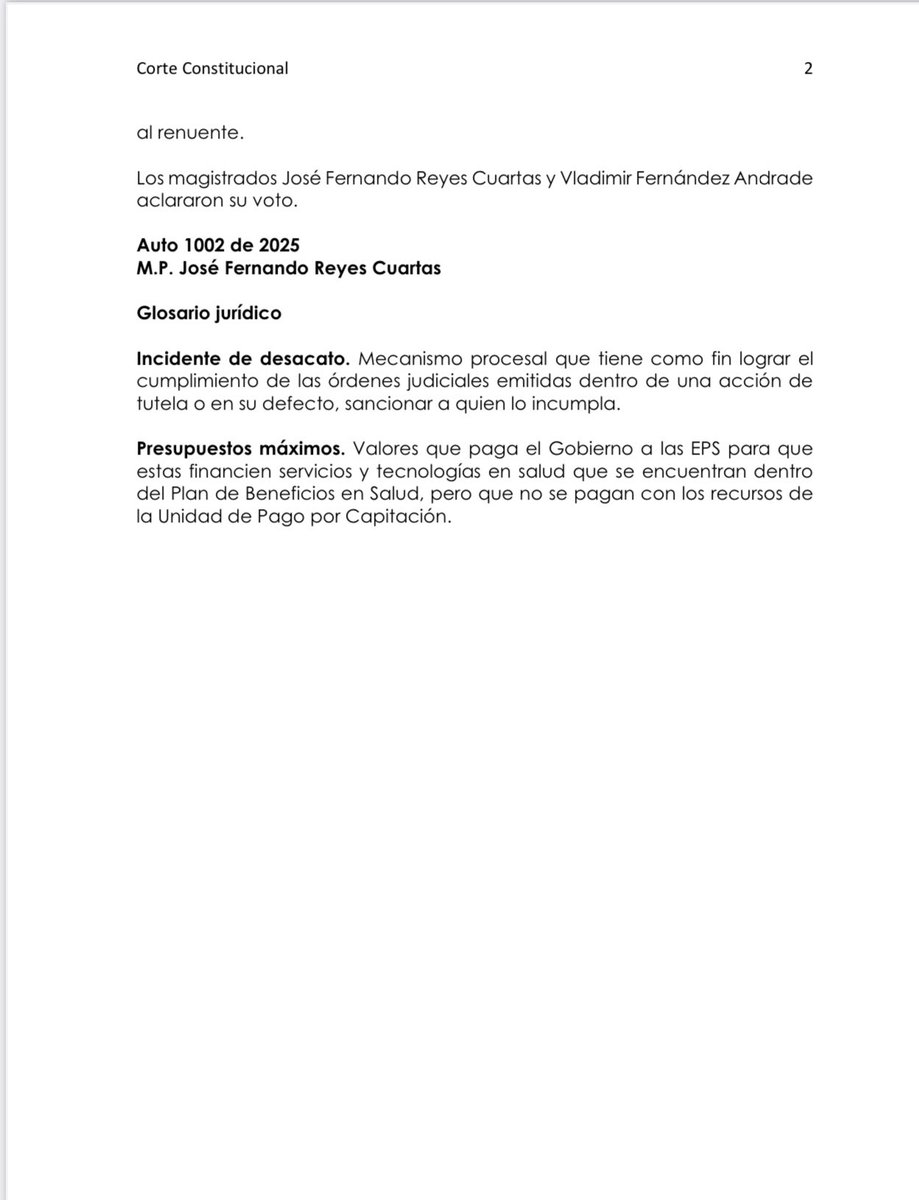 MinSaludCol's tweet image. #Atención | La Corte decidió archivar el incidente de desacato iniciado en contra del ministro de Salud y Protección Social a través del Auto 2049 de 2024.
Mediante el Auto 1002 del 16 de julio de 2025 la Sala Especial consideró que el ministro, @GA_Jaramillo, gestionó e hizo…