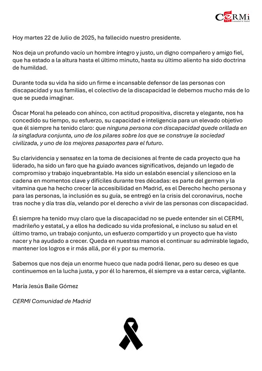 TU LEGADO, NUESTRA SEÑA. GRACIAS INFINITAS OSCAR.