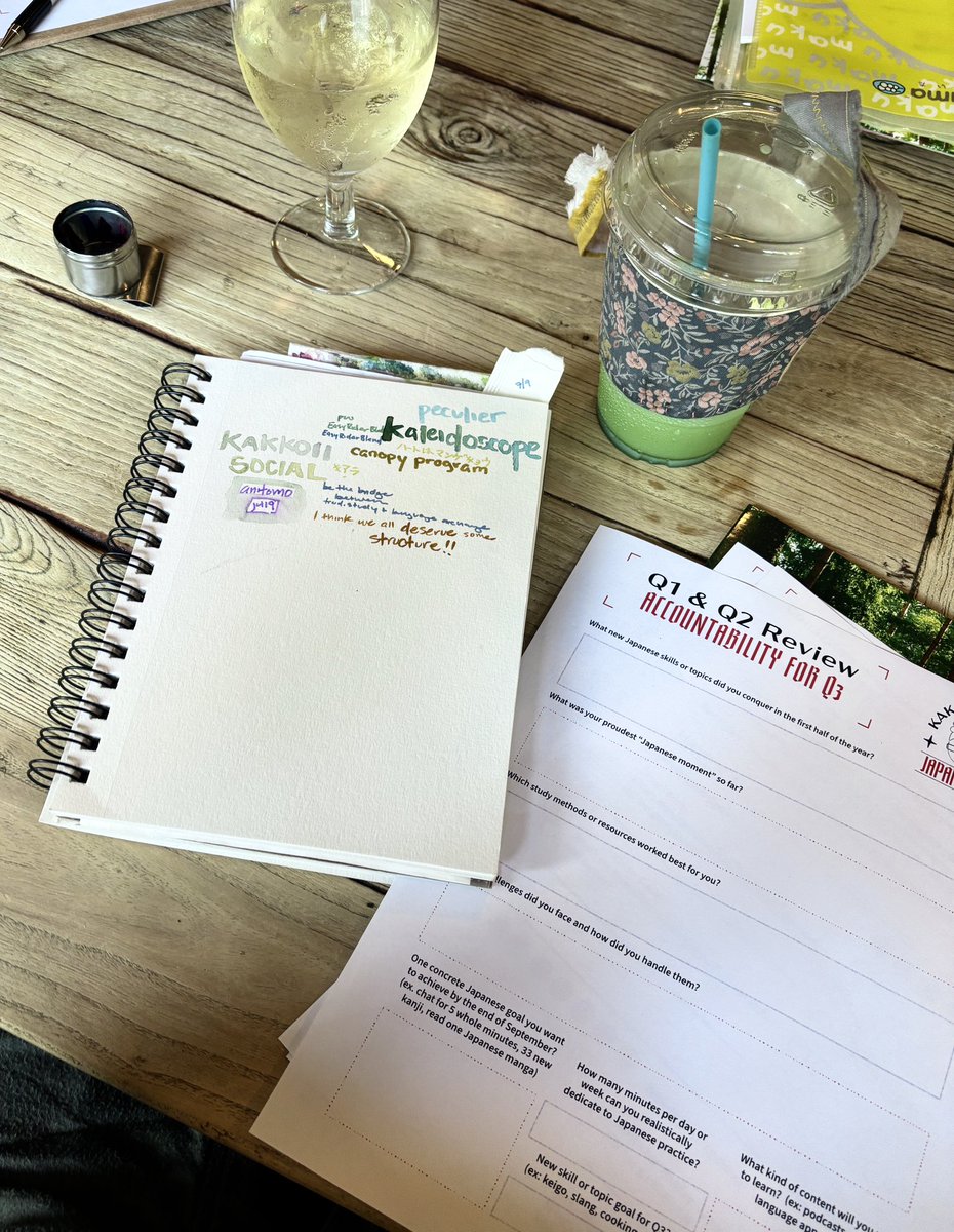 Japanese study accountability group tonight at <a href="/spritzenhaus33/">Spritzenhaus33</a> 💕 glad to be a part of a group that takes self-study so seriously! I still need to make a concrete goal though……..