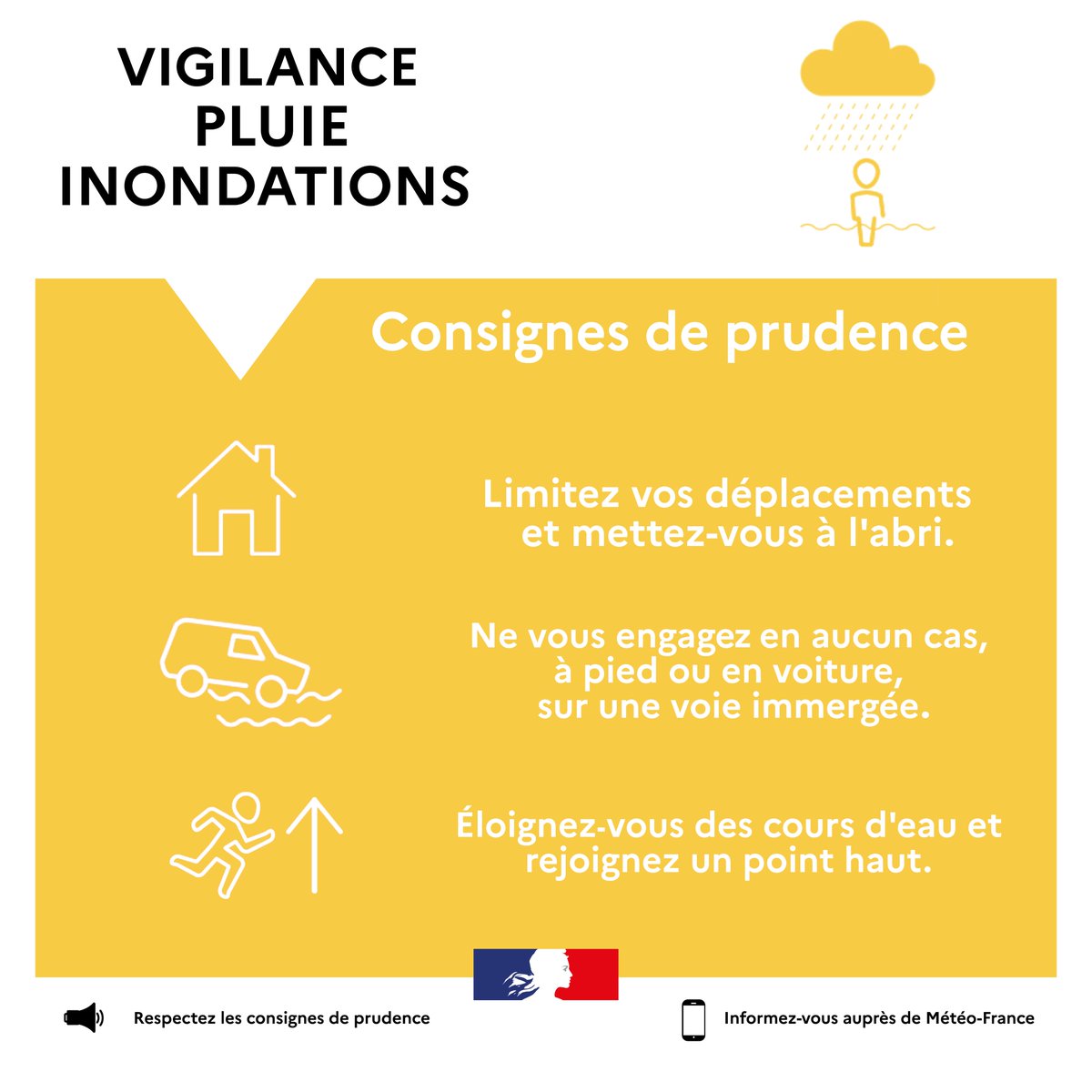 Prefet53's tweet image. #Météo Évolution des prévisions de @meteofrance
Le département de la #Mayenne est placé en #VigilanceJaune 🟡 pour un risque d'#orages ⛈️ à partir de 13h demain, mercredi 2⃣3⃣ juillet, et un risque #pluie #Inondation 🌧️ à partir de 3h cette nuit ❗️
✅ Soyez prudents si vous…