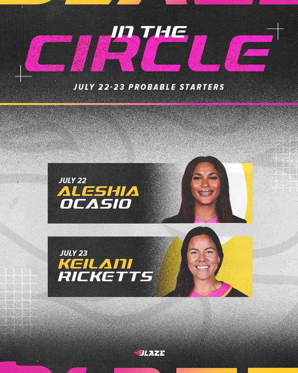 AUSL_Blaze's tweet image. vets get the starts in Rosemont 💅
July 22: Aleshia Ocasio
July 23: Keilani Ricketts