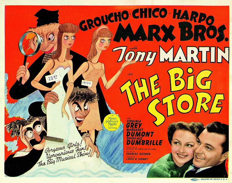 HollywoodYeste1's tweet image. Fun Lobby cards for The Marx Brothers' 1941 comedy The Big Store. The cast also includes Marion Martin, Virginia Grey, Tony Martin, Margaret Dumont, Virginia O'Brien, and Anna Demetrio.
This was the last (of seven) films Groucho, Chico, and Harpo made with the wonderful Margaret…