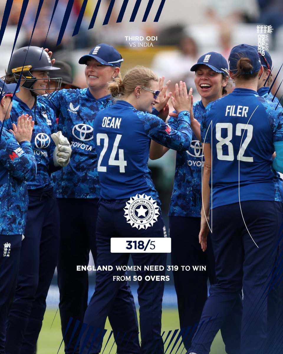 englandcricket's tweet image. A century from Harmanpreet Kaur sees India set us a target of 319.