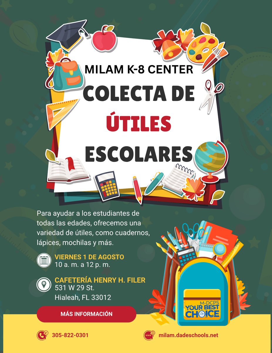 MAMilamK8's tweet image. 🏫🎒
#YourBestChoiceMDCPS
@MDCPS @SuptDotres @MDCPSNorth @aniteach @YeseniaAponte05 @RobertoAlonsoFL