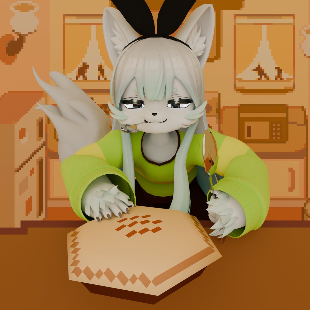 Lately I've been experimenting a lot with the Cycles render engine in #blender3d. Testing a few different shaders that I hadn't before with one of the #deltarune outfits I put together for <a href="/fur_trap/">🤍Furtrap🤍</a>. Still gotta work on my poses, though...

(Fizzi model originally by <a href="/BlueF0x3/">˗ˏˋBlueFoxˎˊ˗</a>)