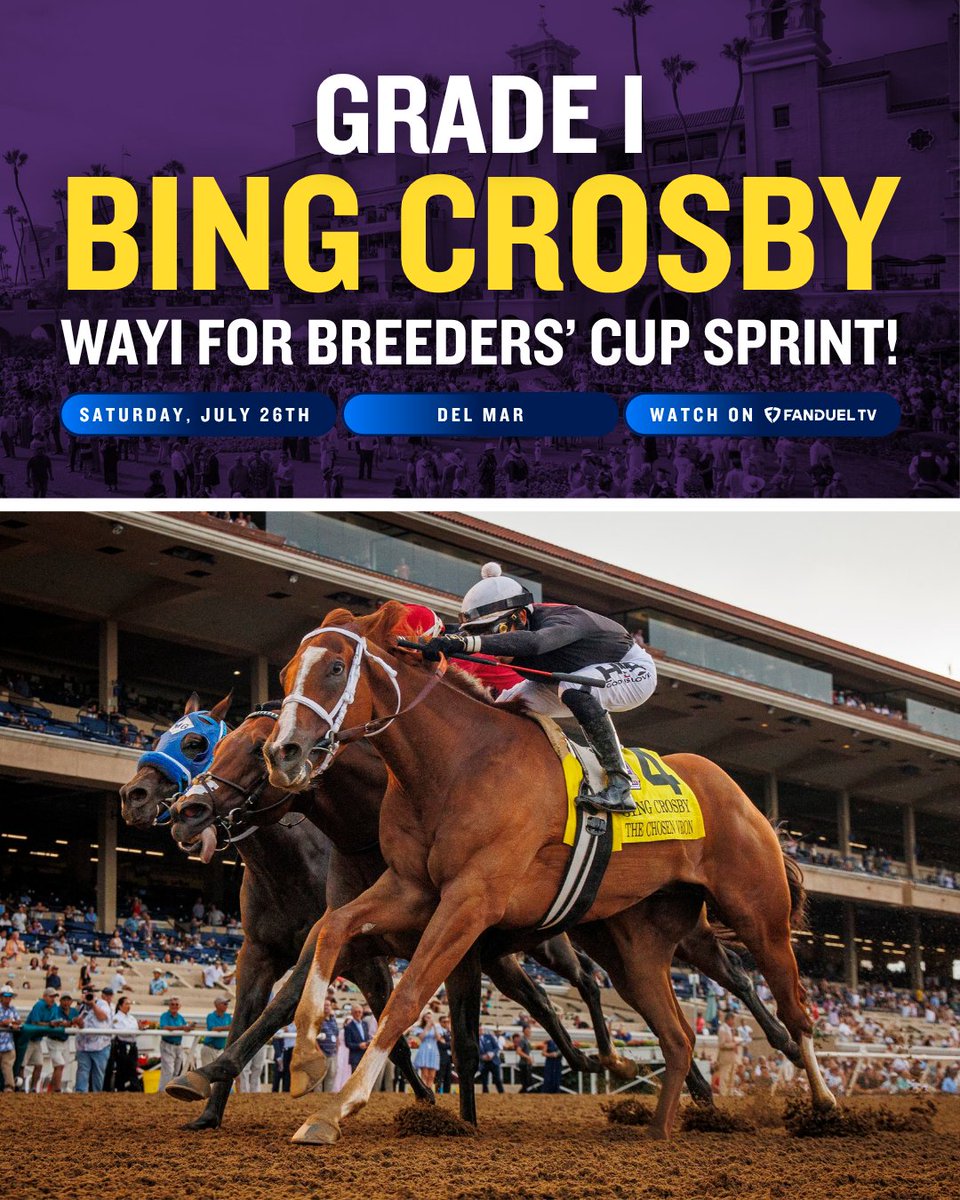FanDuel_Racing's tweet image. Ultra-popular but now-retired The Chosen Vron won the G1 Bing Crosby in 2023 and 2024. Who will take his crown in 2025?