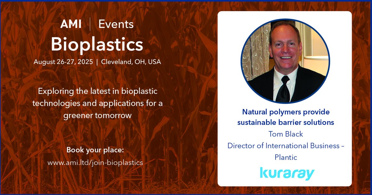 Contact_AMI's tweet photo. Join us next month for an insightful session at the Bioplastics Conference on materials and product design, featuring Tom Black at Plantic, Kuraray America.
Book your place: https://t.co/wQ14tPcMvq
#Bioplastics #AMIBioplastics #Sustainability #Innovation https://t.co/3v5HHJMHpB