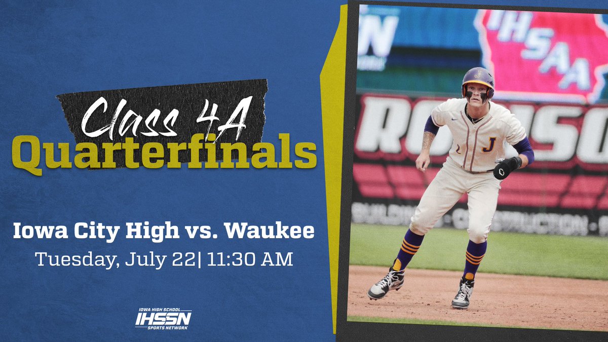 Watch_IHSSN's tweet image. The Class 4A State Baseball Quarterfinals gets underway at 11:30 AM as Iowa City High faces Waukee. Watch on the IHSSN Cable Network or purchase a streaming pass at IHSSN.com or the Watch IHSSN App.