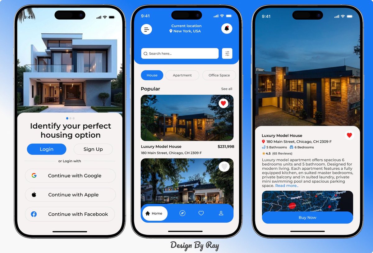 MeaxzyRay's tweet image. Just wrapped up a modern housing design concept using Figma!

This project focused on creating a clean, user-friendly interface for a smart home management mobile app.