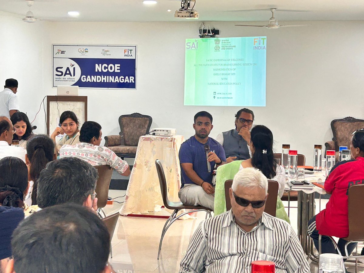 *Harmonisation of Khelo Bharat Niti with the National Education Policy*

🤝✍️ A fruitful brainstorming session on Harmonisation of Khelo Bharat Niti with the National Education Policy was held today at Sports Authority of India, Regional Centre, Gandhinagar!