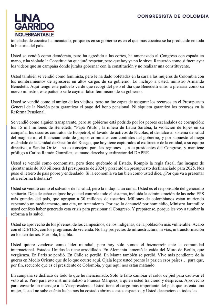 linamariagarri1's tweet image. 𝐂𝐨𝐥𝐨𝐦𝐛𝐢𝐚𝐧𝐨𝐬, Ustedes lo estaban esperando:
Les comparto esta 𝐎𝐛𝐫𝐚 𝐌𝐚𝐠𝐢𝐬𝐭𝐫𝐚𝐥, mi discurso del 20 de Julio de 2025, que desde el domingo tiene derrotado y desesperado al Petrismo.
Representa el inicio del FIN de la lúgubre era de @petrogustavo.
Se…