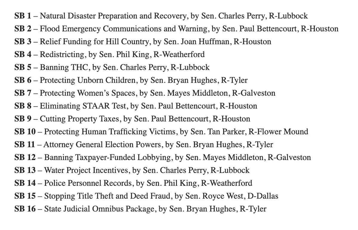 PhilJankowski's tweet image. Lt. Gov. @DanPatrick announces the slate of bills for the 89(1) special session. #txlege