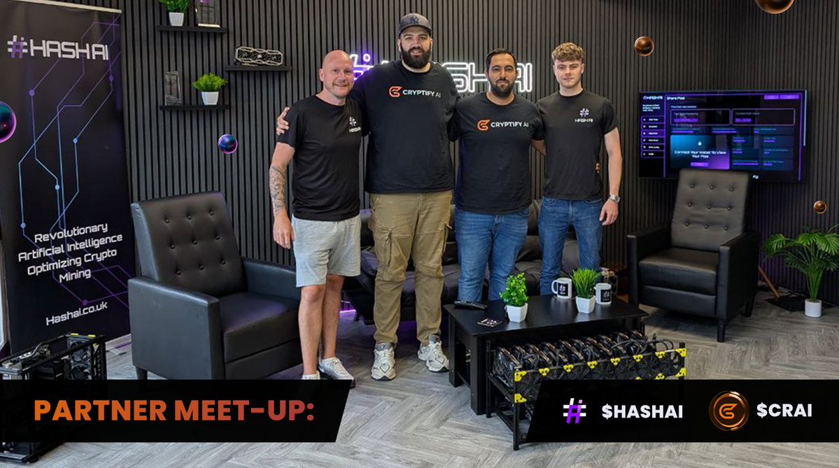 CryptifyAI's tweet image. At $CRAI .. we value more than just data, we value strong partnerships. During our UK tour, we had the pleasure of meeting our friends at @OfficialHashAI 🇬🇧
Sharing visions, ideas & good laughs 🍻 The best kind of business.
Looking forward to the next hangout, lads! 🤝
