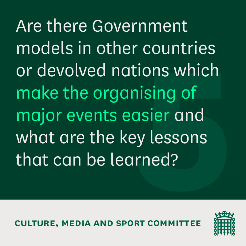 CommonsCMS's tweet photo. We’ve launched a new inquiry into major sporting and cultural events in the UK 🚨

We want to hear from organisers and facilitators about the challenges you face, opportunities for growth, and how Government can better support you.

Find out more ⬇️