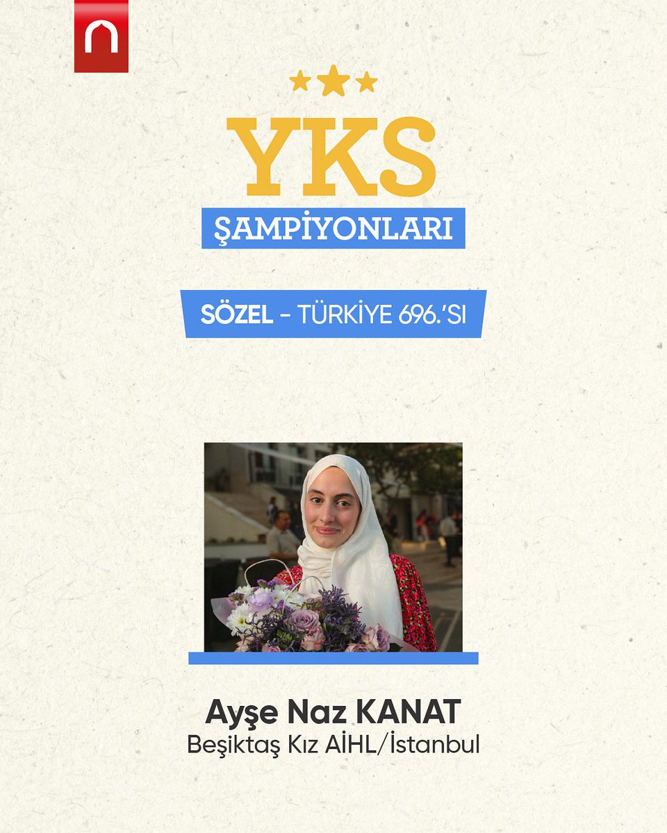 onderihl's tweet image. 🌟 Sözel Türkiye 696’ncısı Ayşe Naz Kanat kardeşimizi yürekten kutluyoruz.
Hayırlı olsun.
#yks2025