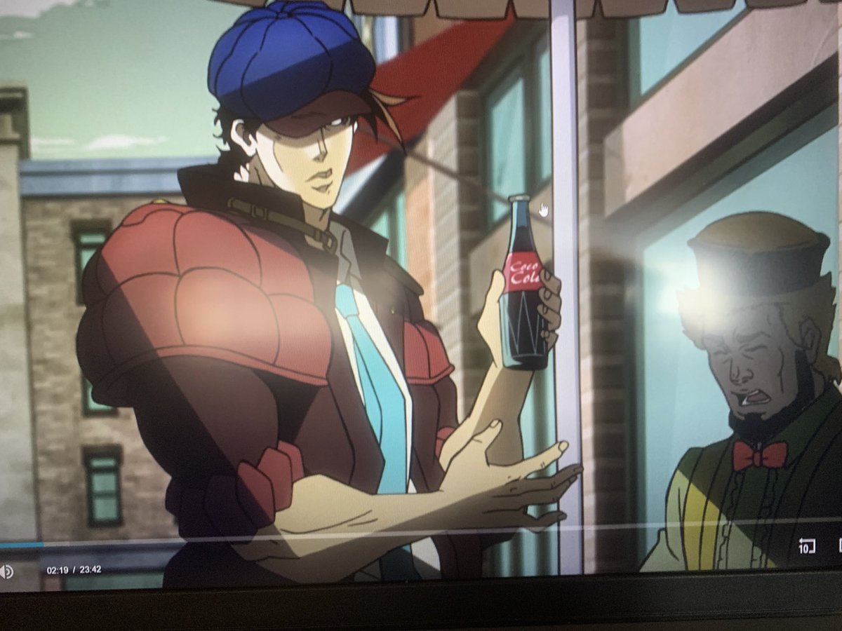 elisnyan's tweet image. i’m watching battle tendency with my friend and i have to surpass the urge to pull my dick out and goon whenever jospeh is on the screen