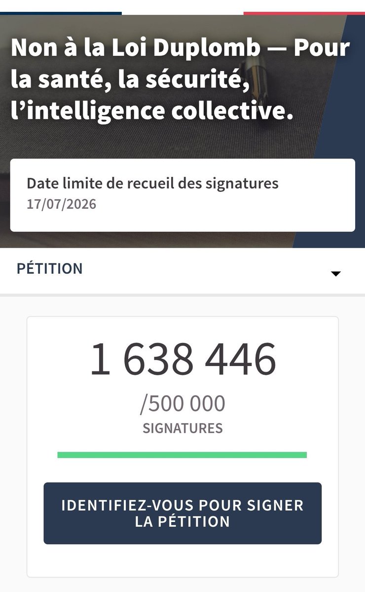 φ 𝔾𝕚𝕠 🔻⏚ 🇵🇸🇫🇷 (@giotaranzano) on Twitter photo <a href="/YaelBRAUNPIVET/">Yaël Braun-Pivet</a> « Chaque voix doit compter »
Sauf les plus de 1 600 000 qui se sont exprimées contre la #LoiDuplomb… 🤡 <a href="/YaelBRAUNPIVET/">Yaël Braun-Pivet</a> « Chaque voix doit compter »
Sauf les plus de 1 600 000 qui se sont exprimées contre la #LoiDuplomb… 🤡