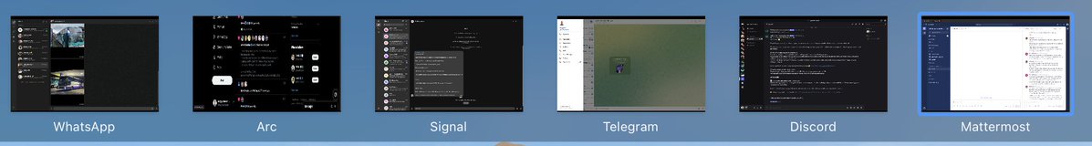 AndyGuzmanEth's tweet image. Working in crypto and trying to stay up to date means checking:
X
Telegram
Discord
Signal
Mattermost
WhatsApp
Notion
Figma
Email
Can we go back to simpler times?