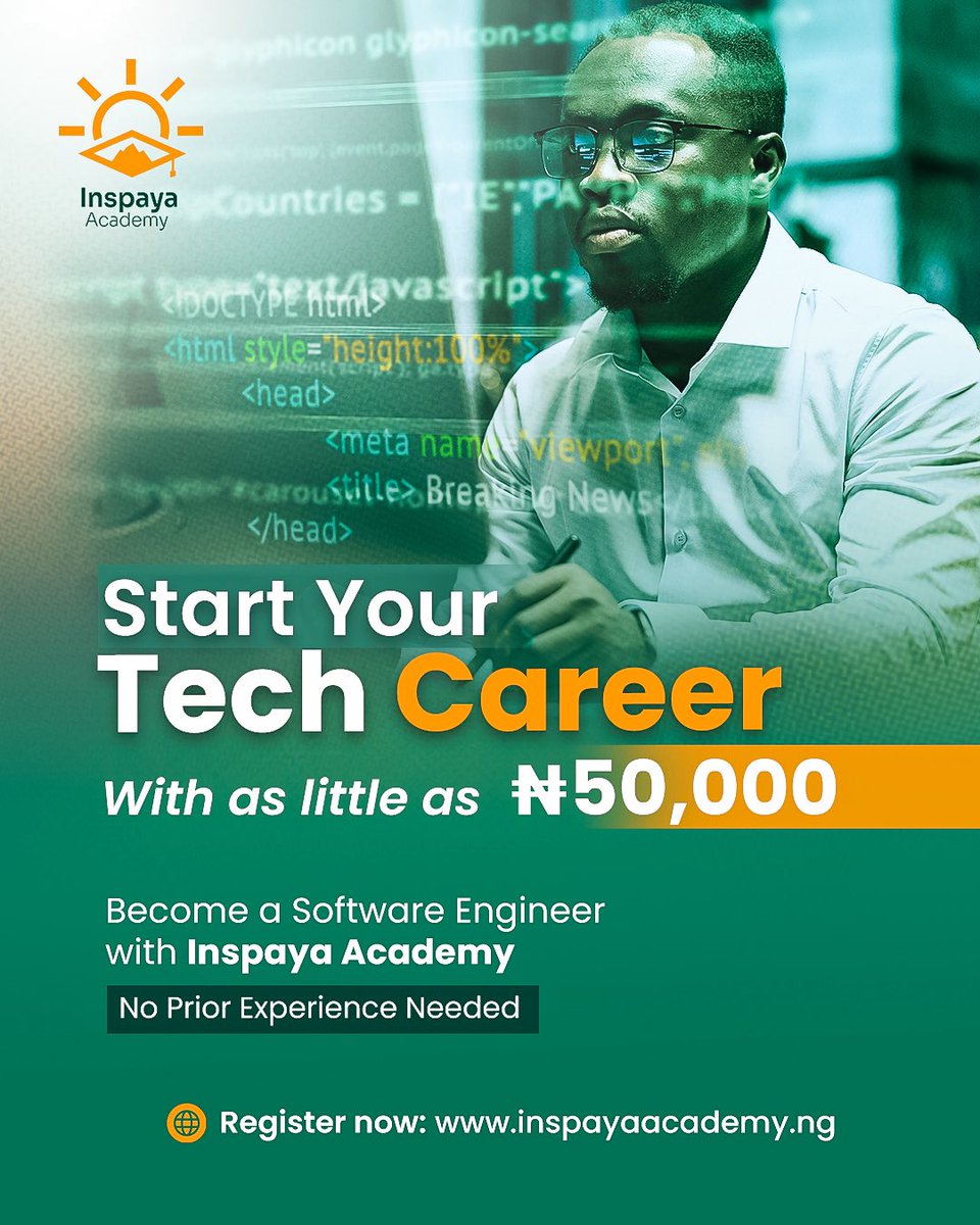 Start Your Tech Career in Abuja with Inspaya Academy

✅ JavaScript, HTML, CSS, Node.js
✅ Real projects, Git &amp; APIs
✅ Industry instructors
✅ No experience needed
✅ Flexible payment plans

Register: +234 802 217 2317 or inspayaacademy.ng

#InspayaAcademy #LearnToCode
