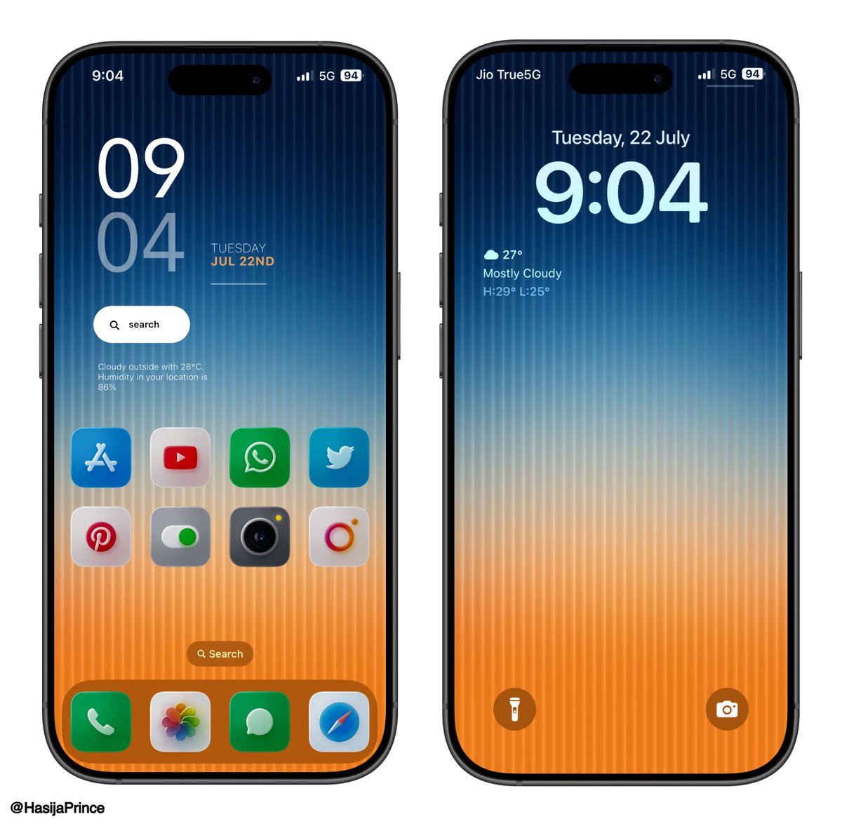HasijaPrince's tweet image. Classy!

Vision icons @tweetbylokki 
Minimal ios widgets @21MaRcO12 
Wallpaper @AppsLab_Co 
🤿