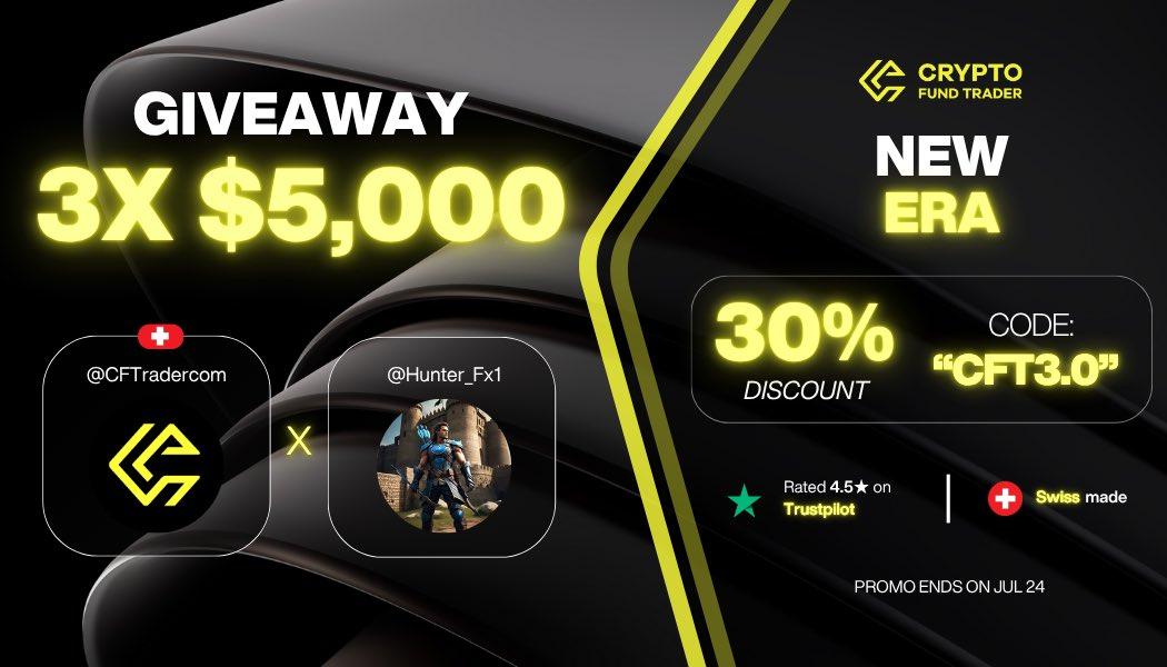 Big Hunter 🏹 (@hunter_fx1) on Twitter photo Giveaway Time! 🤍
3 x 5K By <a href="/CFTradercom/">Crypto Fund Trader</a>
- Follow <a href="/CFTradercom/">Crypto Fund Trader</a> <a href="/CFTradercomES/">Crypto Fund Trader Español</a> <a href="/Hunter_Fx1/">Big Hunter 🏹</a>
- Like and Repost
- Tag 3 Traders
🕘 Winners in 72H Giveaway Time! 🤍
3 x 5K By <a href="/CFTradercom/">Crypto Fund Trader</a>
- Follow <a href="/CFTradercom/">Crypto Fund Trader</a> <a href="/CFTradercomES/">Crypto Fund Trader Español</a> <a href="/Hunter_Fx1/">Big Hunter 🏹</a>
- Like and Repost
- Tag 3 Traders
🕘 Winners in 72H