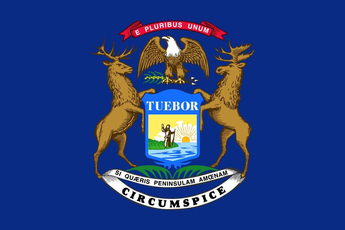 BugsySailor's tweet image. Did you know the Flag of Michigan and coat-of-arms features a sunrise?
"But, Bugsy, you’re biased. How do you know it’s not a sunset?"
Because of the Coat-of-Arms and Flag Act 209 of 1911.
“Charge, Azure, sun-rayed rising sinister proper…”
Just sayin’
