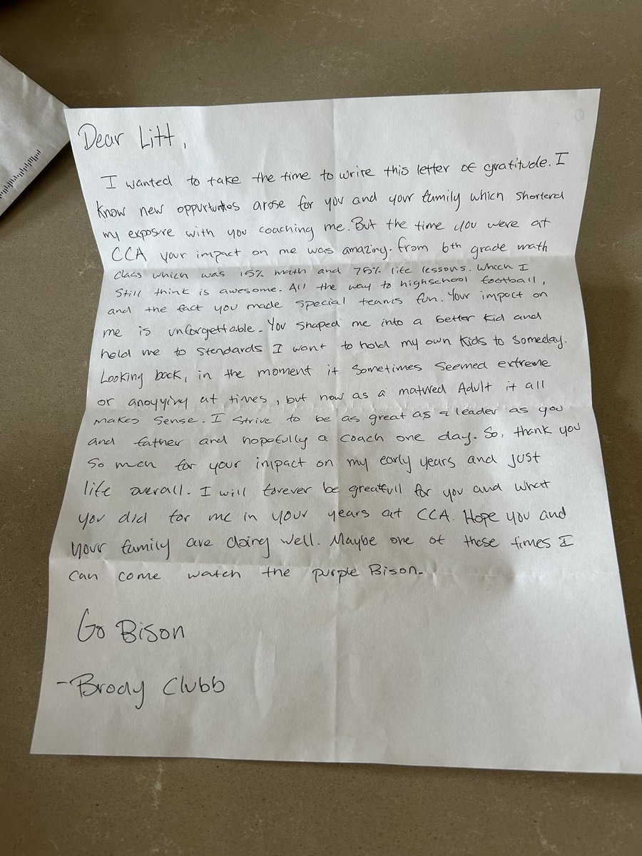 Talk about a day maker… this is the type of stuff that makes teaching &amp; coaching all worth it! ❤️

So proud of the man you have become, <a href="/BrodyClubb/">Brody Clubb</a>! You’re one of the many reasons I am so proud to have been a <a href="/CCAClippers/">CCAClippers</a>! 

Keep Raising The Sails up in Fargo! 📈

<a href="/NDSUfootball/">NDSU Football</a>