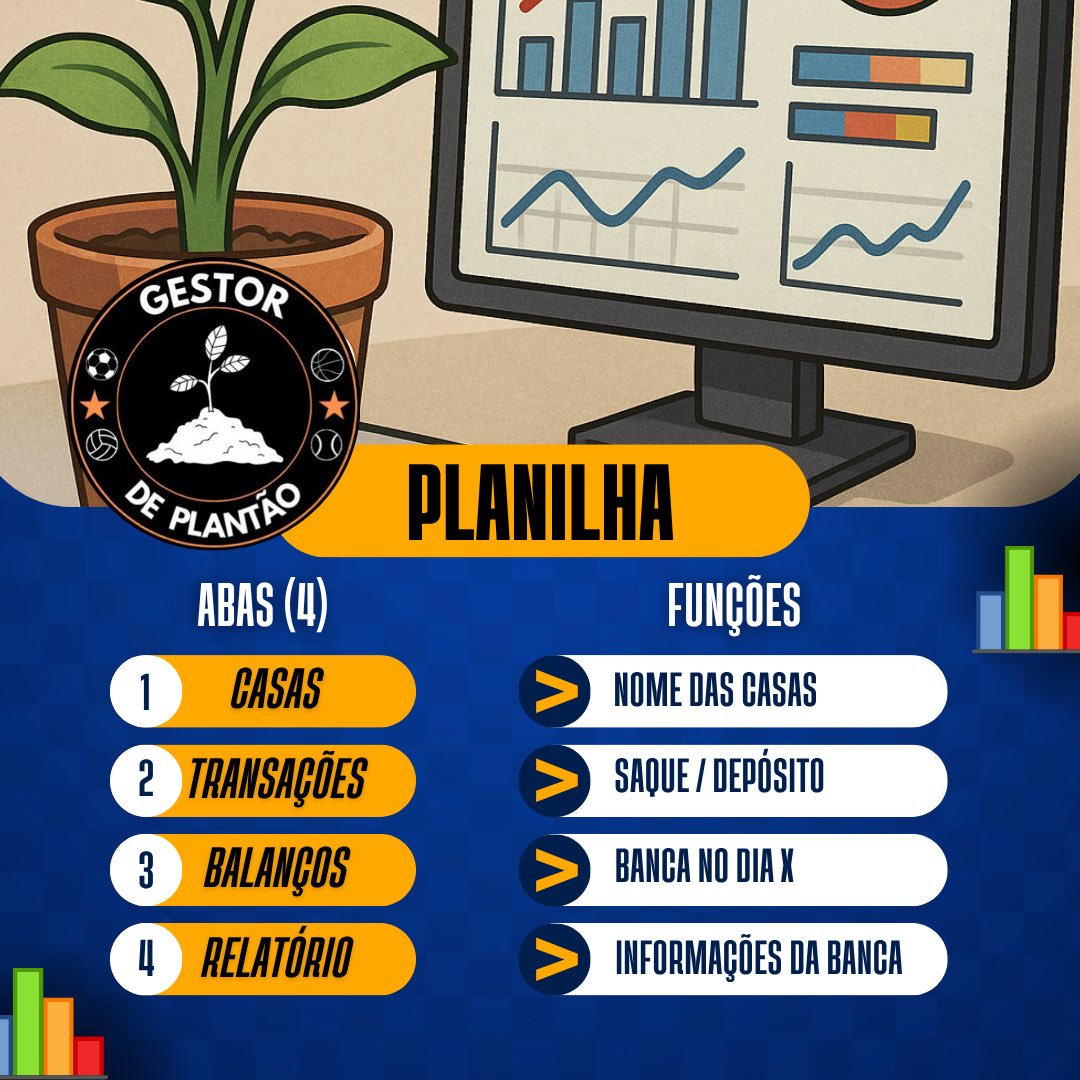 📊📊📊📊

Planilha Gestão de Bookies 👨🏻‍💻

Antes de mais nada, qualquer bug/erro ou sugestão, peço que me comuniquem ⚠️

Não sabe se está lucrando? Tenho a solução para você, 1x por semana já basta! ✅

Segue o fio 🧶